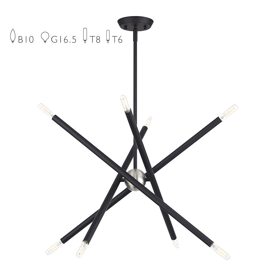 Livex Soho 8Lt Chandelier, Black - 47005-04