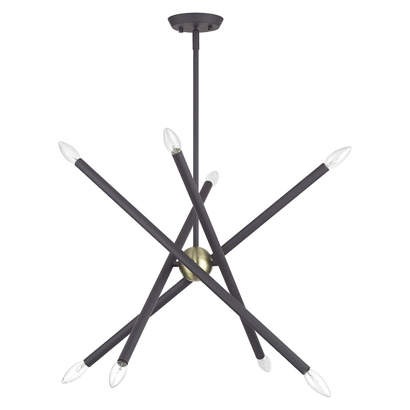 Livex Soho 8Lt Chandelier, Bronze/Antique Brass Accents