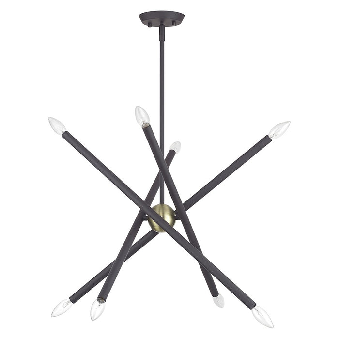 Livex Soho 8Lt Chandelier, Bronze/Antique Brass Accents