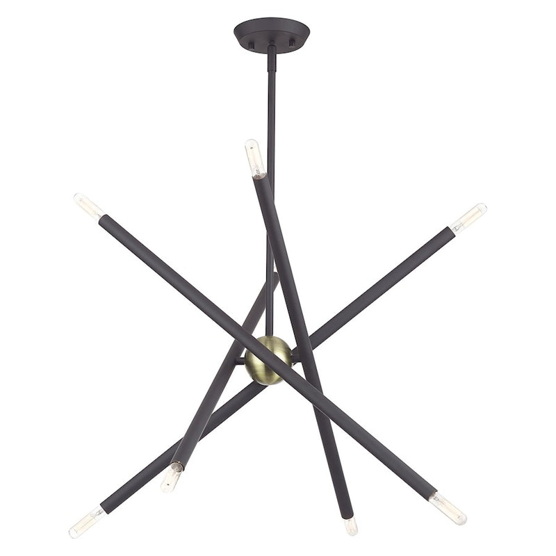 Livex Soho 8Lt Chandelier, Bronze/Antique Brass Accents