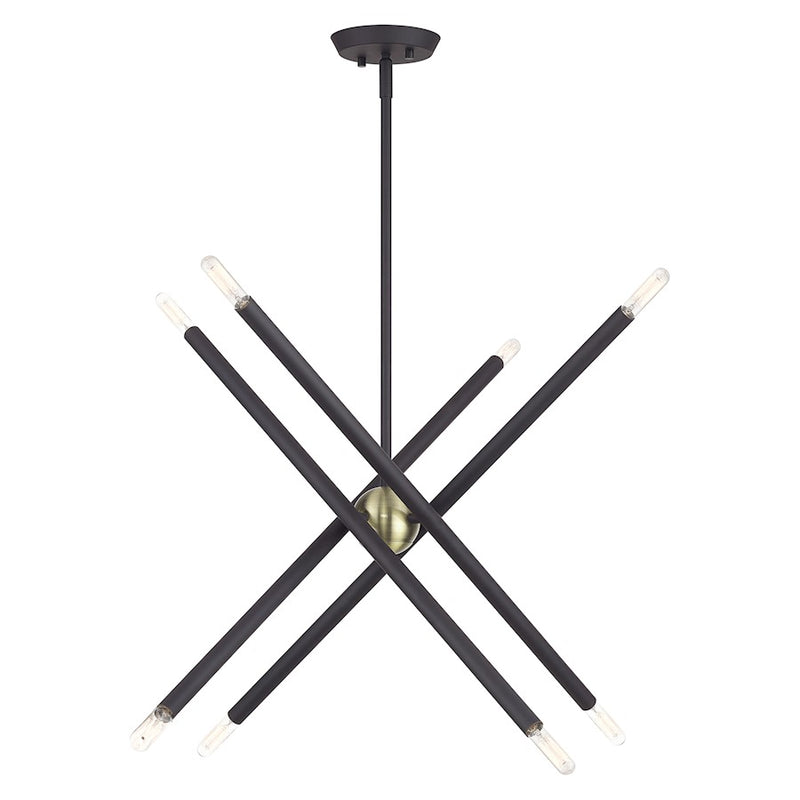 Livex Soho 8Lt Chandelier, Bronze/Antique Brass Accents
