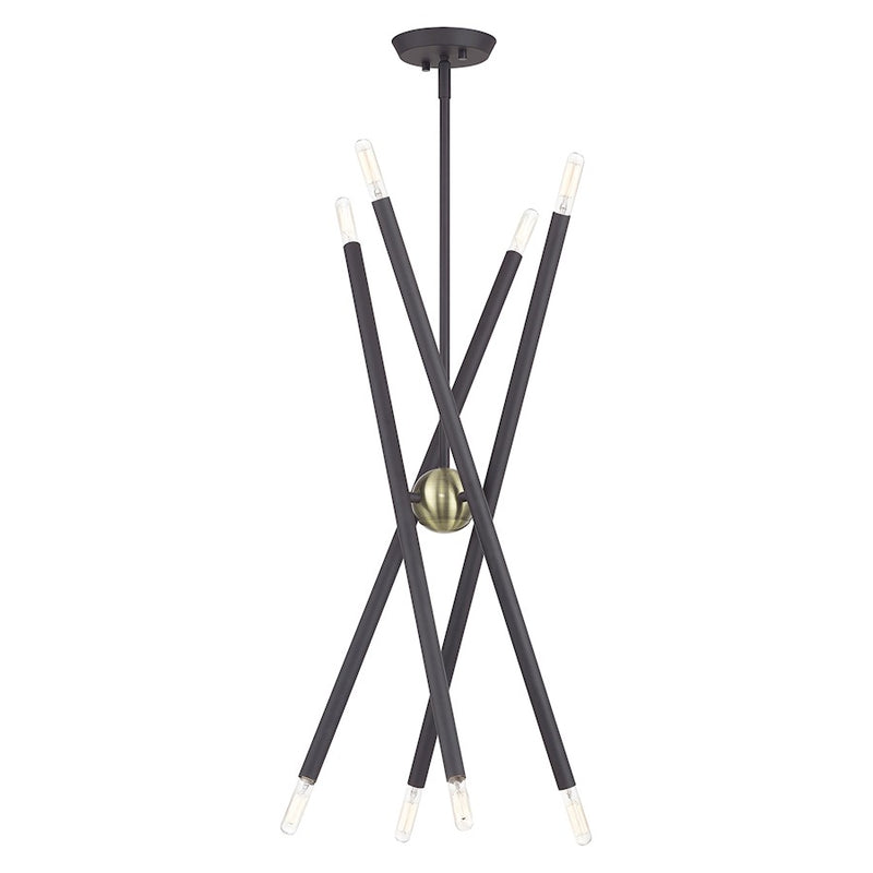 Livex Soho 8Lt Chandelier, Bronze/Antique Brass Accents