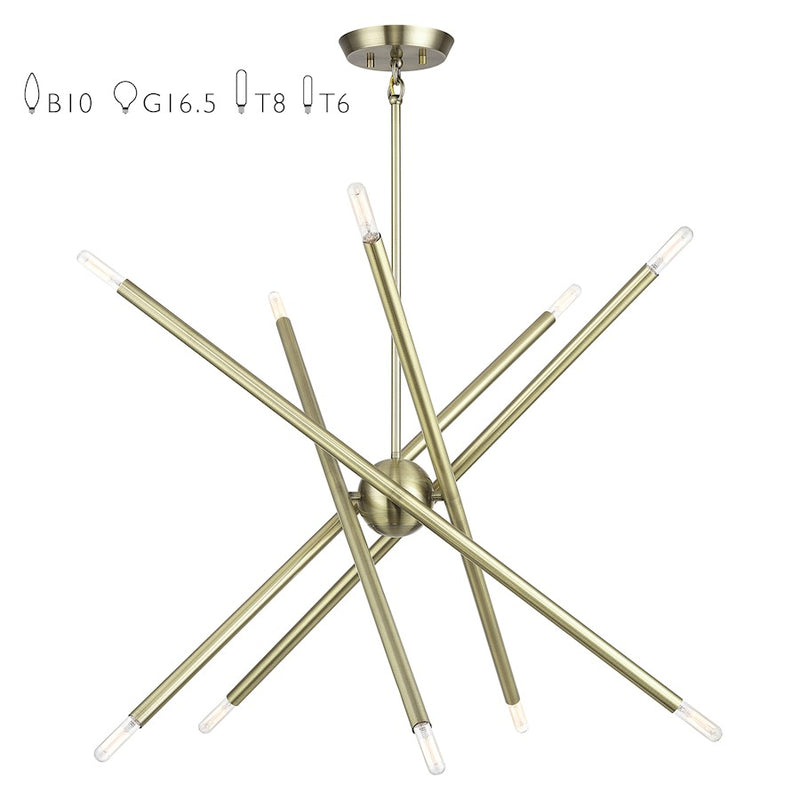 Livex Soho 10Lt Chandelier, Antique Brass - 47006-01