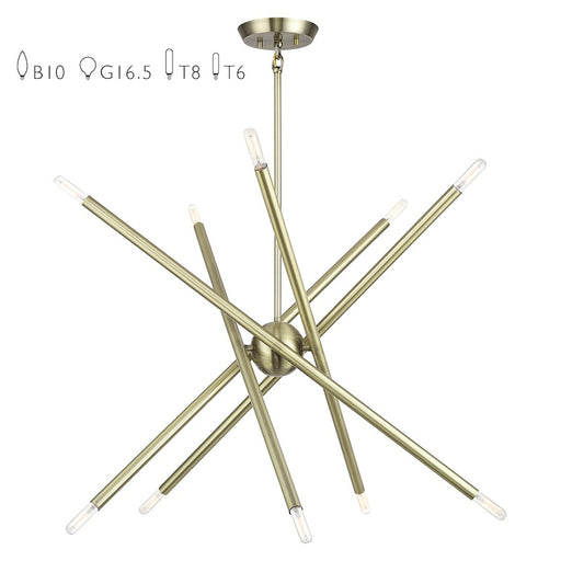 Livex Soho 10Lt Chandelier, Antique Brass - 47006-01