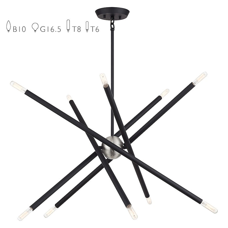 Livex Soho 10Lt Medium Chandelier, Black - 47006-04