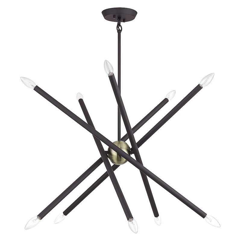 Livex Soho 10Lt Chandelier, Bronze/Antique Brass Accents