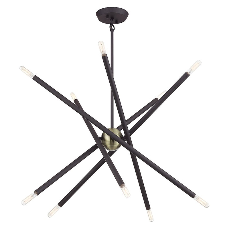 Livex Soho 10Lt Chandelier, Bronze/Antique Brass Accents