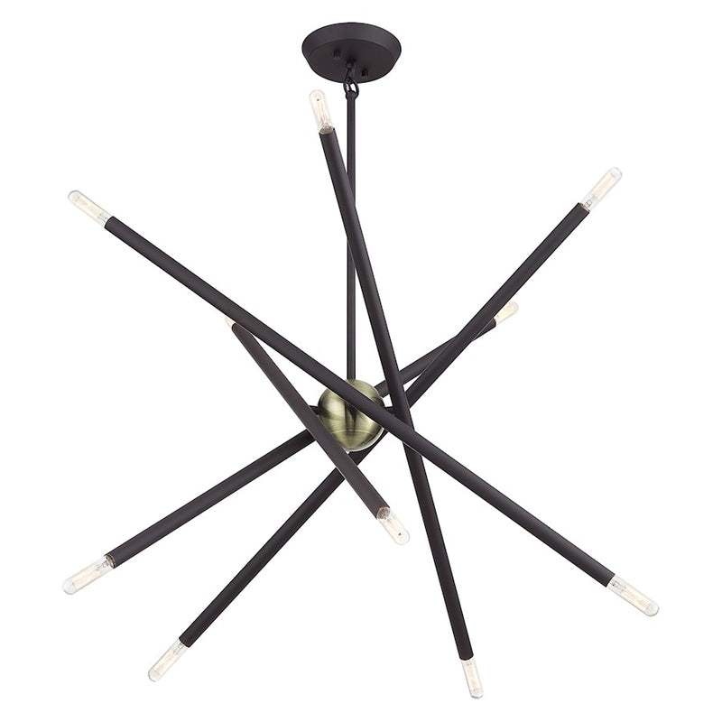 Livex Soho 10Lt Chandelier, Bronze/Antique Brass Accents