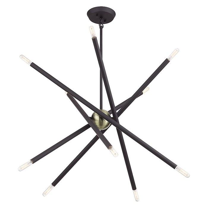 Livex Soho 10Lt Chandelier, Bronze/Antique Brass Accents