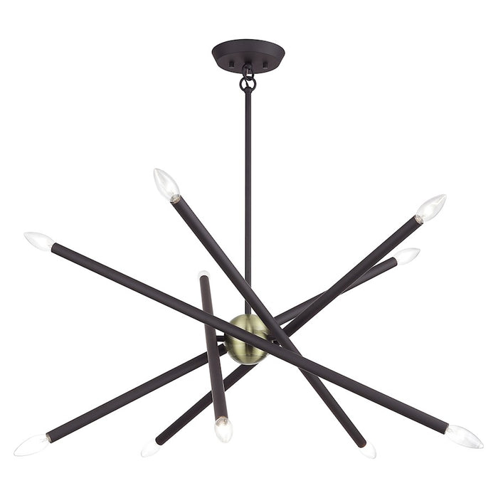 Livex Soho 10Lt Chandelier, Bronze/Antique Brass Accents