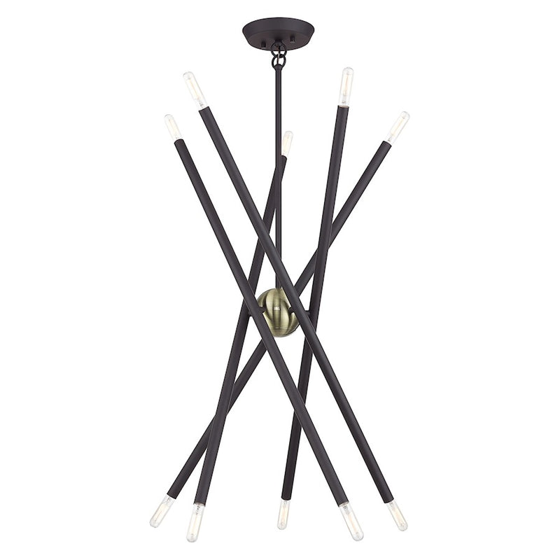 Livex Soho 10Lt Chandelier, Bronze/Antique Brass Accents