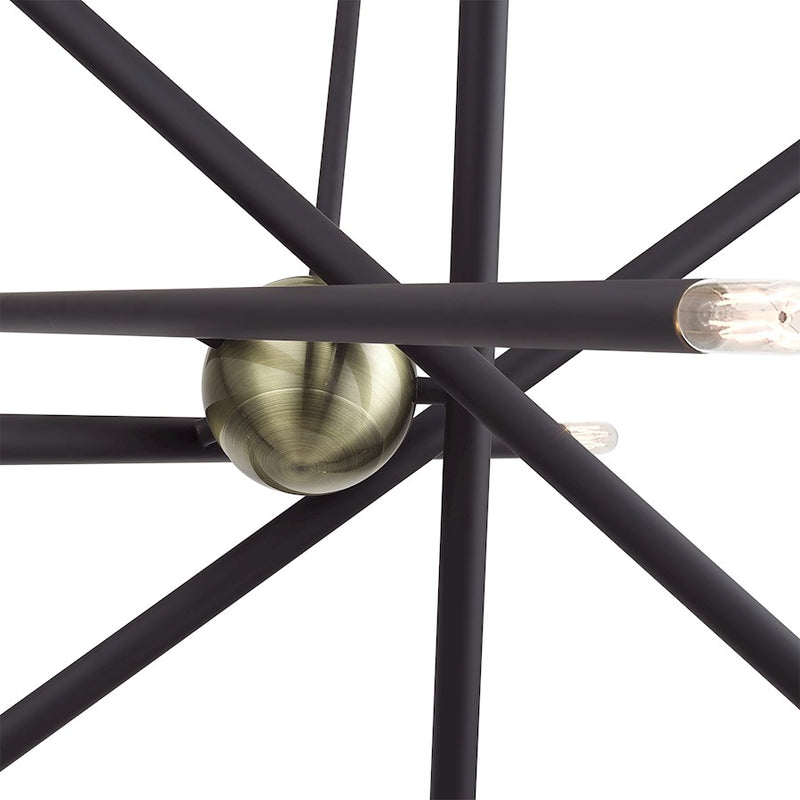 Livex Soho 10Lt Chandelier, Bronze/Antique Brass Accents