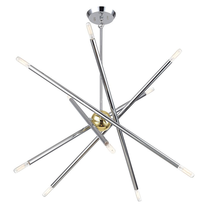 Livex Soho 10Lt Chandelier, Polished Chrome/Polished Brass Accents