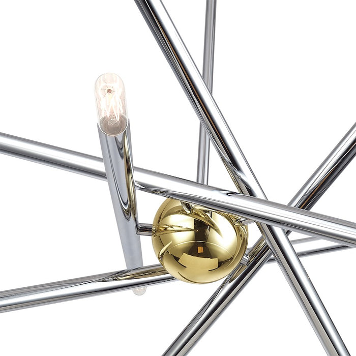 Livex Soho 10Lt Chandelier, Polished Chrome/Polished Brass Accents