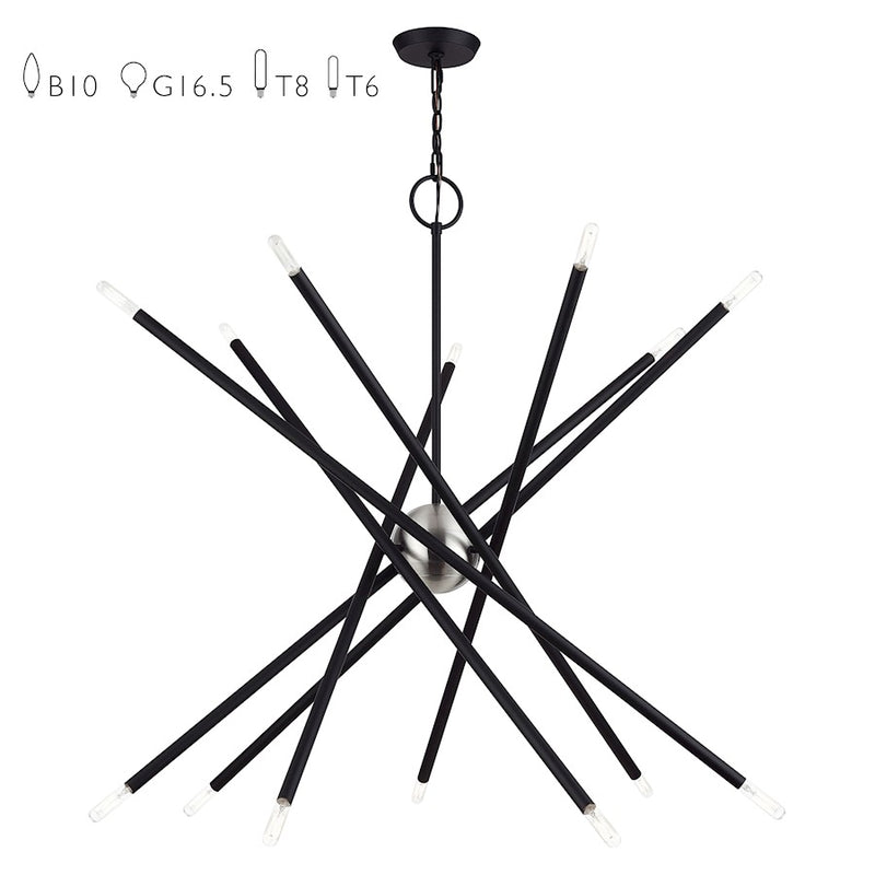Livex Soho 14Lt Extra Large Foyer Chandelier, Black - 47009-04
