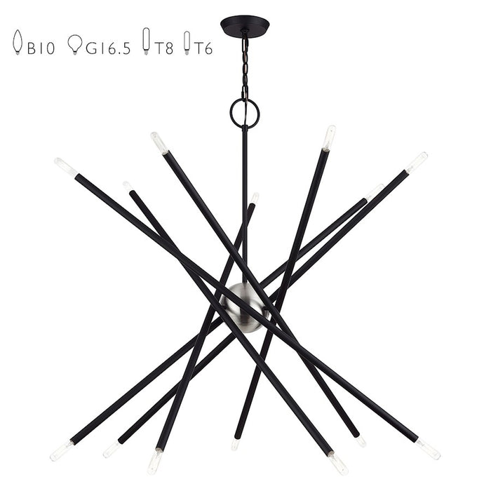 Livex Soho 14Lt Extra Large Foyer Chandelier, Black - 47009-04