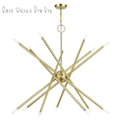 Livex Soho 14Lt Extra Large Foyer Chandelier, Satin Brass - 47009-12