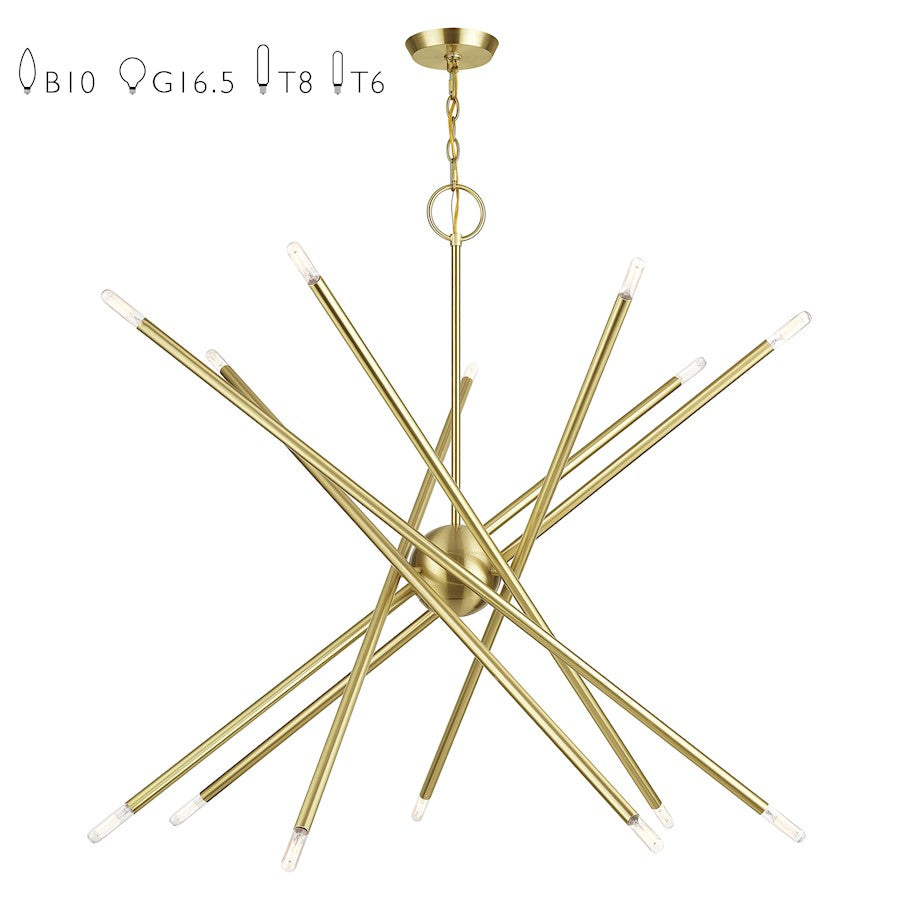 Livex Soho 14Lt Extra Large Foyer Chandelier, Satin Brass - 47009-12
