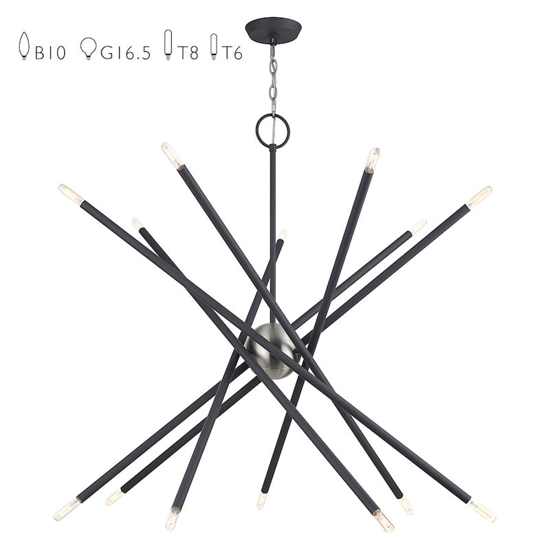 Livex Soho 14Lt XL Foyer Chandelier, Scandinavian Gray/Nickel - 47009-76