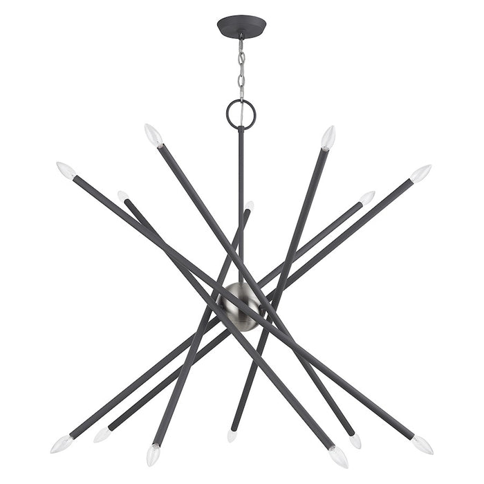 Livex Soho 14Lt XL Foyer Chandelier, Scandinavian Gray/Nickel