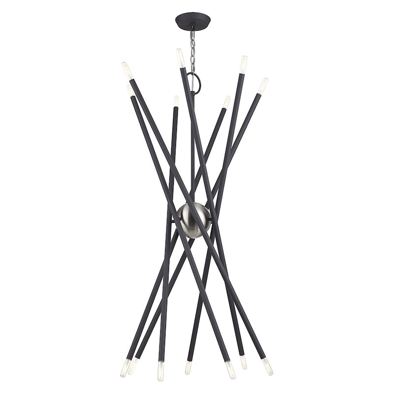 Livex Soho 14Lt XL Foyer Chandelier, Scandinavian Gray/Nickel