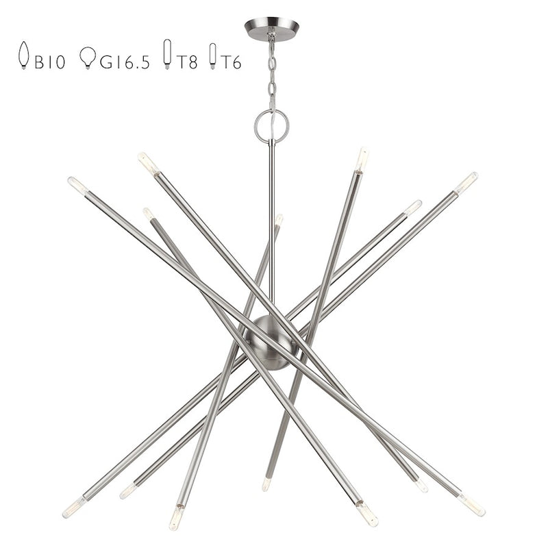 Livex Soho 14Lt Extra Large Foyer Chandelier, Brushed Nickel - 47009-91