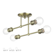 Livex Delacroix 4Lt Semi-Flush, Antique Brass - 47176-01