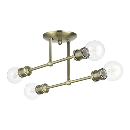 Livex Delacroix 4Lt Semi-Flush, Antique Brass