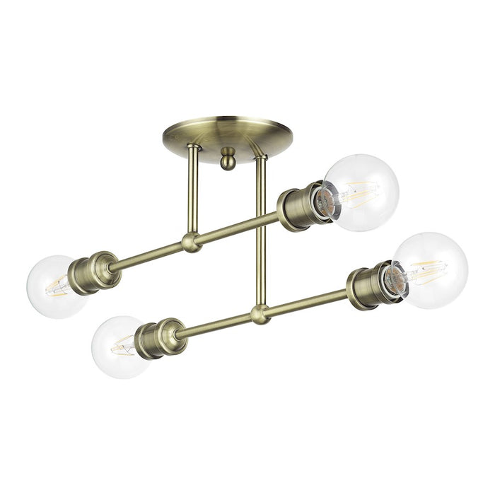 Livex Delacroix 4Lt Semi-Flush, Antique Brass