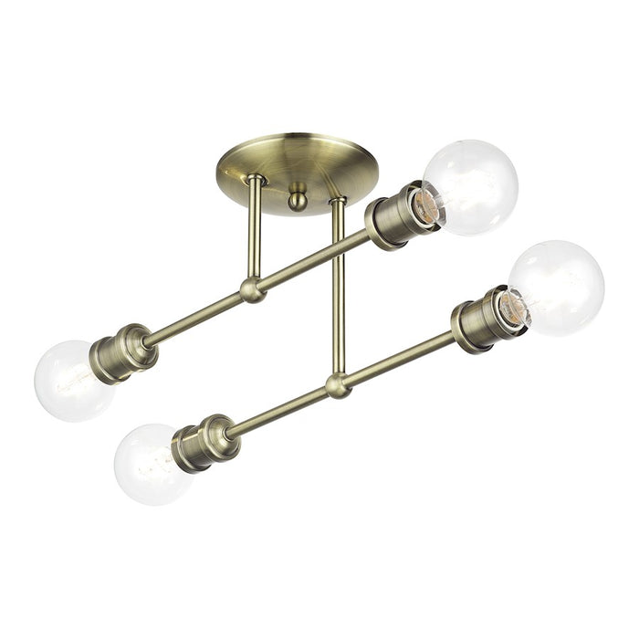 Livex Delacroix 4Lt Semi-Flush, Antique Brass