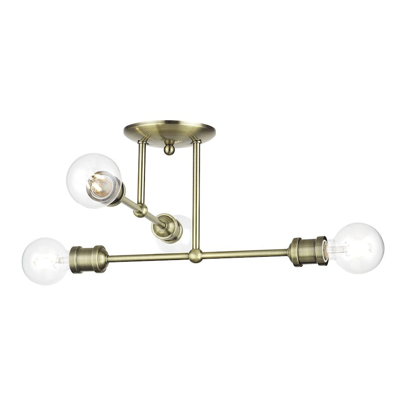 Livex Delacroix 4Lt Semi-Flush, Antique Brass