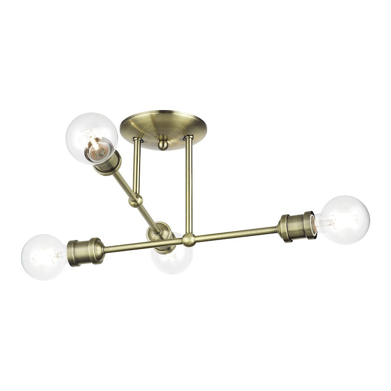 Livex Delacroix 4Lt Semi-Flush, Antique Brass
