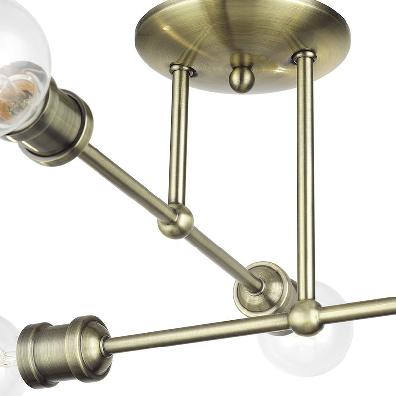 Livex Delacroix 4Lt Semi-Flush, Antique Brass