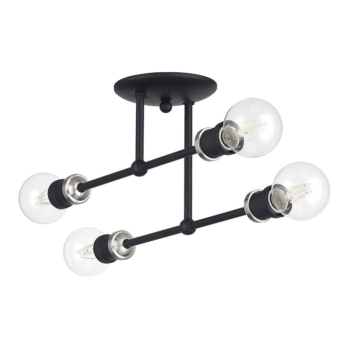 Livex Delacroix 4Lt Semi-Flush, Black/Brushed Nickel Accent