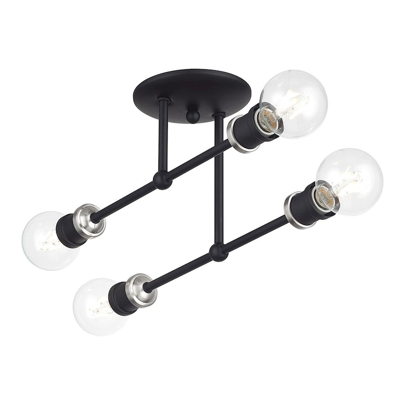 Livex Delacroix 4Lt Semi-Flush, Black/Brushed Nickel Accent