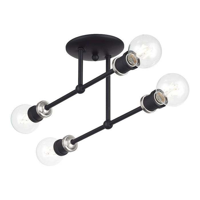 Livex Delacroix 4Lt Semi-Flush, Black/Brushed Nickel Accent