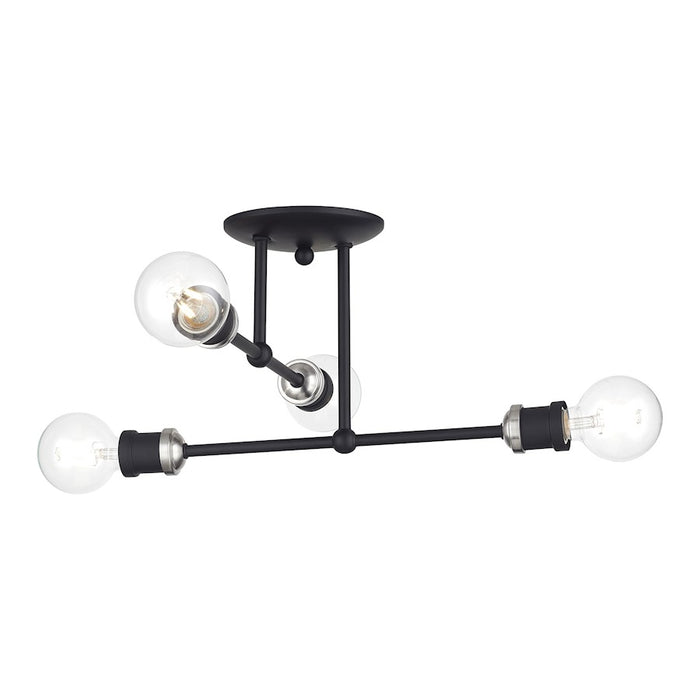 Livex Delacroix 4Lt Semi-Flush, Black/Brushed Nickel Accent