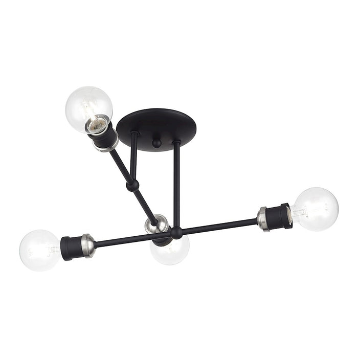 Livex Delacroix 4Lt Semi-Flush, Black/Brushed Nickel Accent