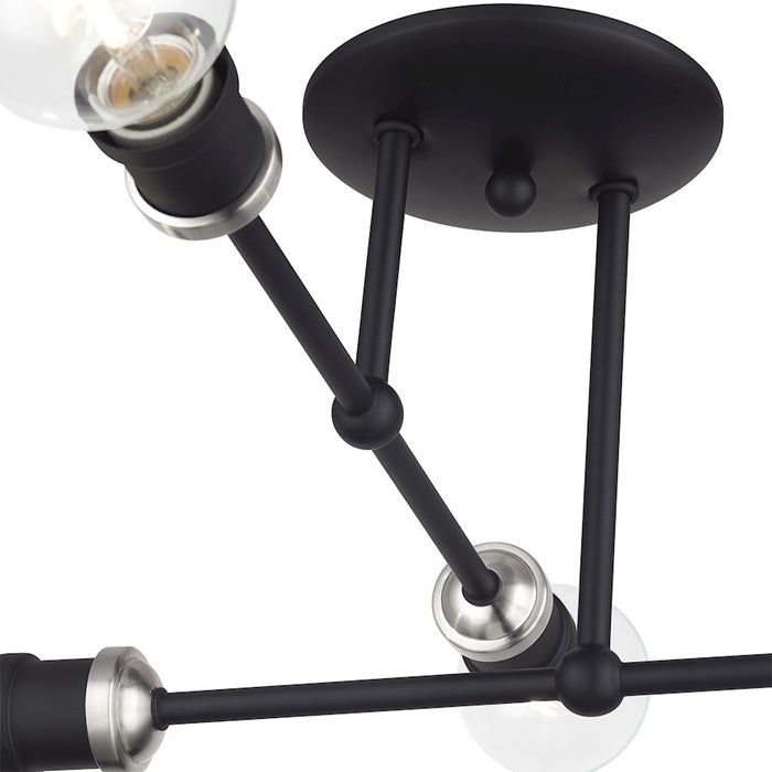 Livex Delacroix 4Lt Semi-Flush, Black/Brushed Nickel Accent