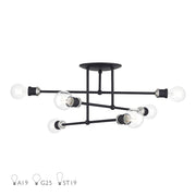 Livex Delacroix 6Lt Semi-Flush, Black/Brushed Nickel Accent - 47178-04