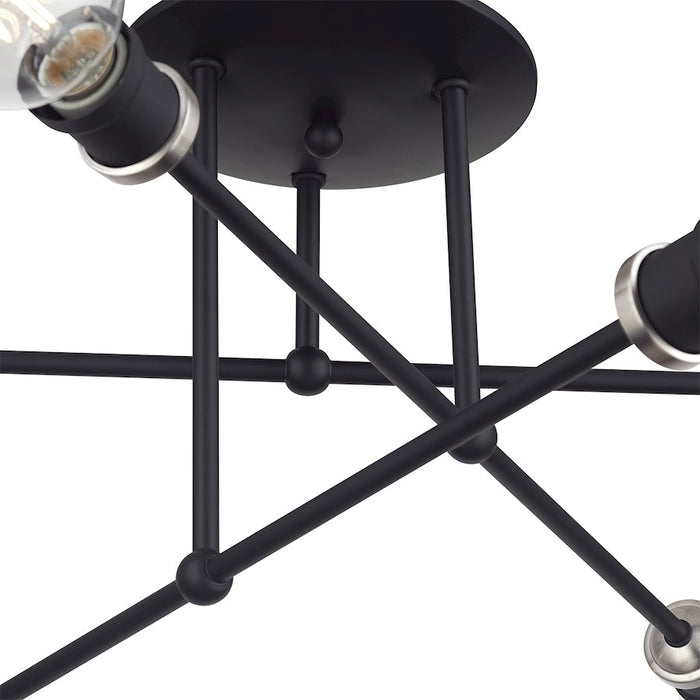 Livex Delacroix 6Lt Semi-Flush, Black/Brushed Nickel Accent