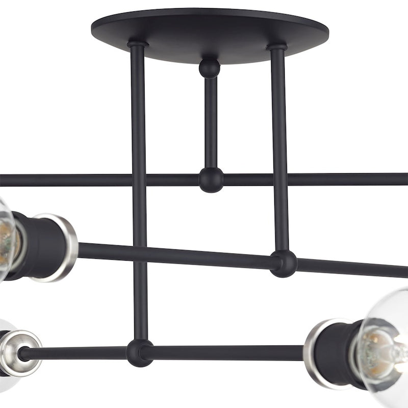Livex Delacroix 6Lt Semi-Flush, Black/Brushed Nickel Accent