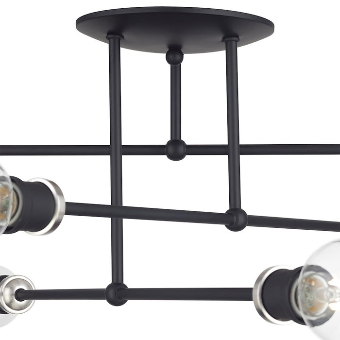 Livex Delacroix 6Lt Semi-Flush, Black/Brushed Nickel Accent