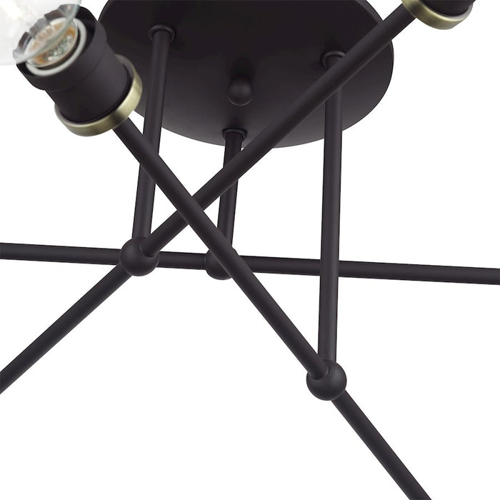 Livex Delacroix 6Lt Semi-Flush, Bronze/Antique Brass Accents
