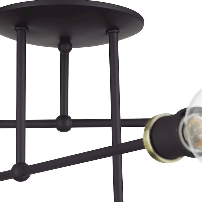 Livex Delacroix 6Lt Semi-Flush, Bronze/Antique Brass Accents