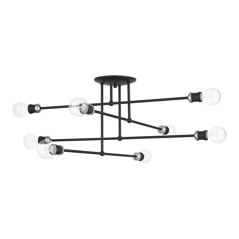 Livex Delacroix 8Lt Semi-Flush, Black/Brushed Nickel Accents