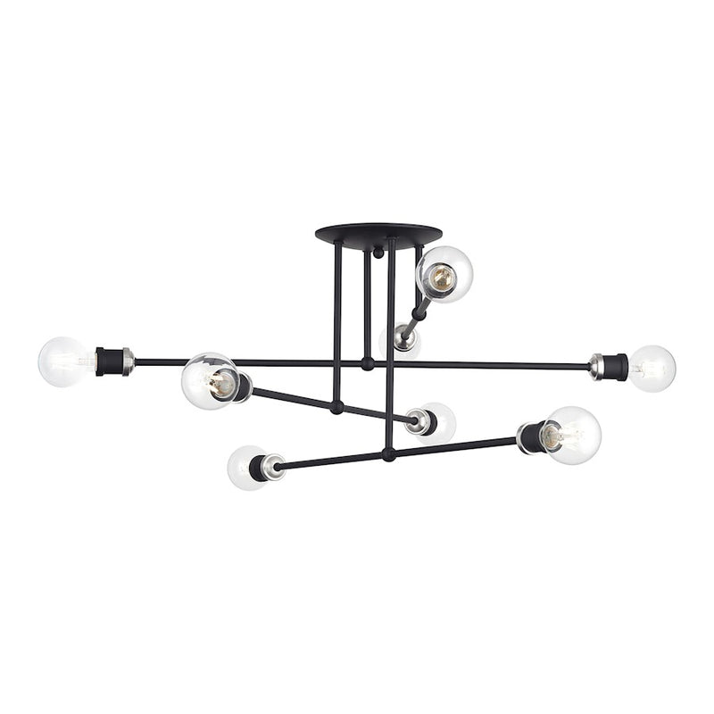 Livex Delacroix 8Lt Semi-Flush, Black/Brushed Nickel Accents