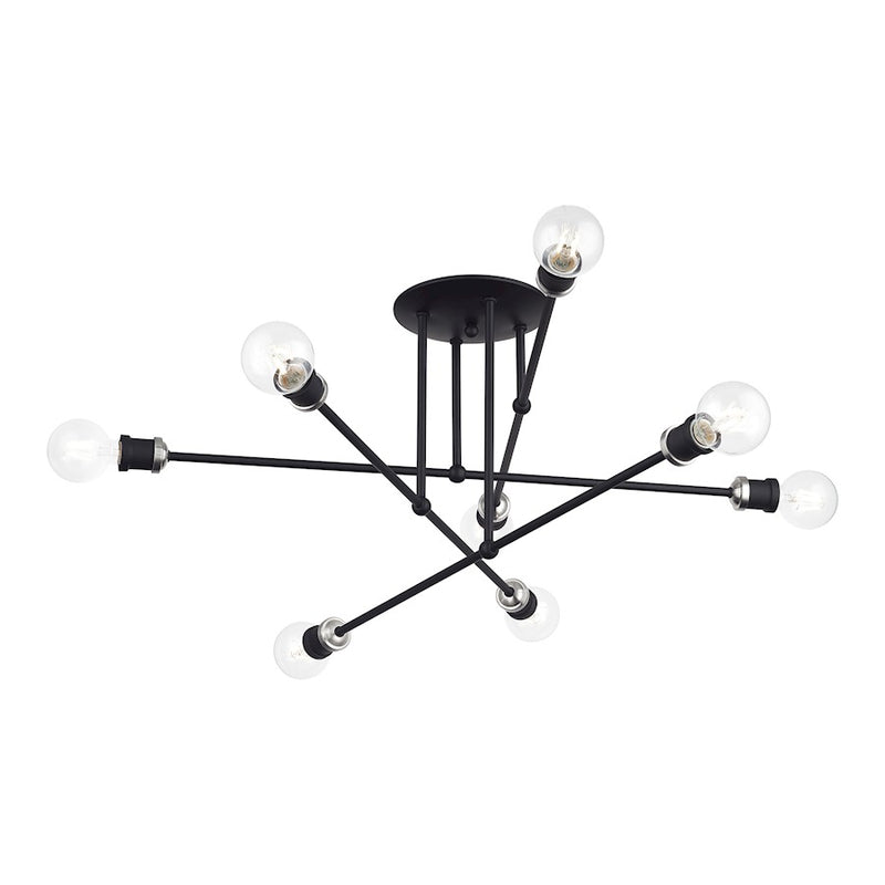 Livex Delacroix 8Lt Semi-Flush, Black/Brushed Nickel Accents