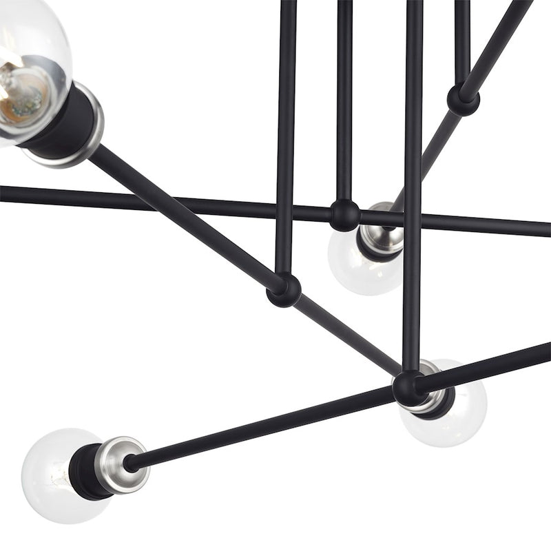 Livex Delacroix 8Lt Semi-Flush, Black/Brushed Nickel Accents