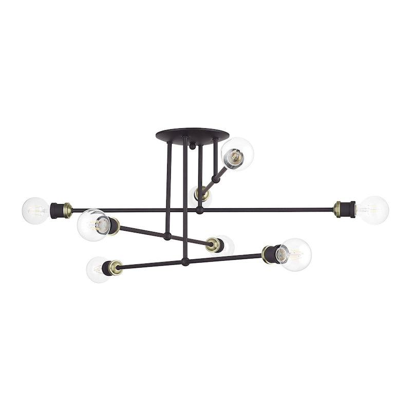 Livex Delacroix 8Lt Semi-Flush, Bronze/Antique Brass Accents